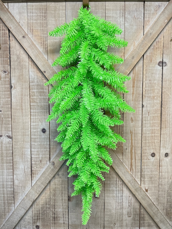 Lime Color Pine Swag Base, 36 Inch Teardrop, Christmas Swag Base, Wreath for Door, Pine Base for Wreath Making