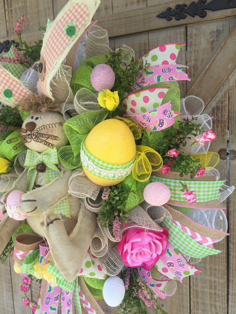 Holiday Wreath Welcome Wreath Easter Wreath Welcome Spring Easter Bunny Bunny Wreath Spring Wreath Extra Large Easter Wreath