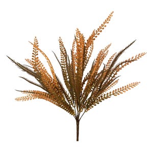 May include: A decorative artificial plant with a central stem and multiple branches. The leaves are a mix of brown, gold, and green, creating a natural, textured appearance. The plant is suitable for home decor and floral arrangements.