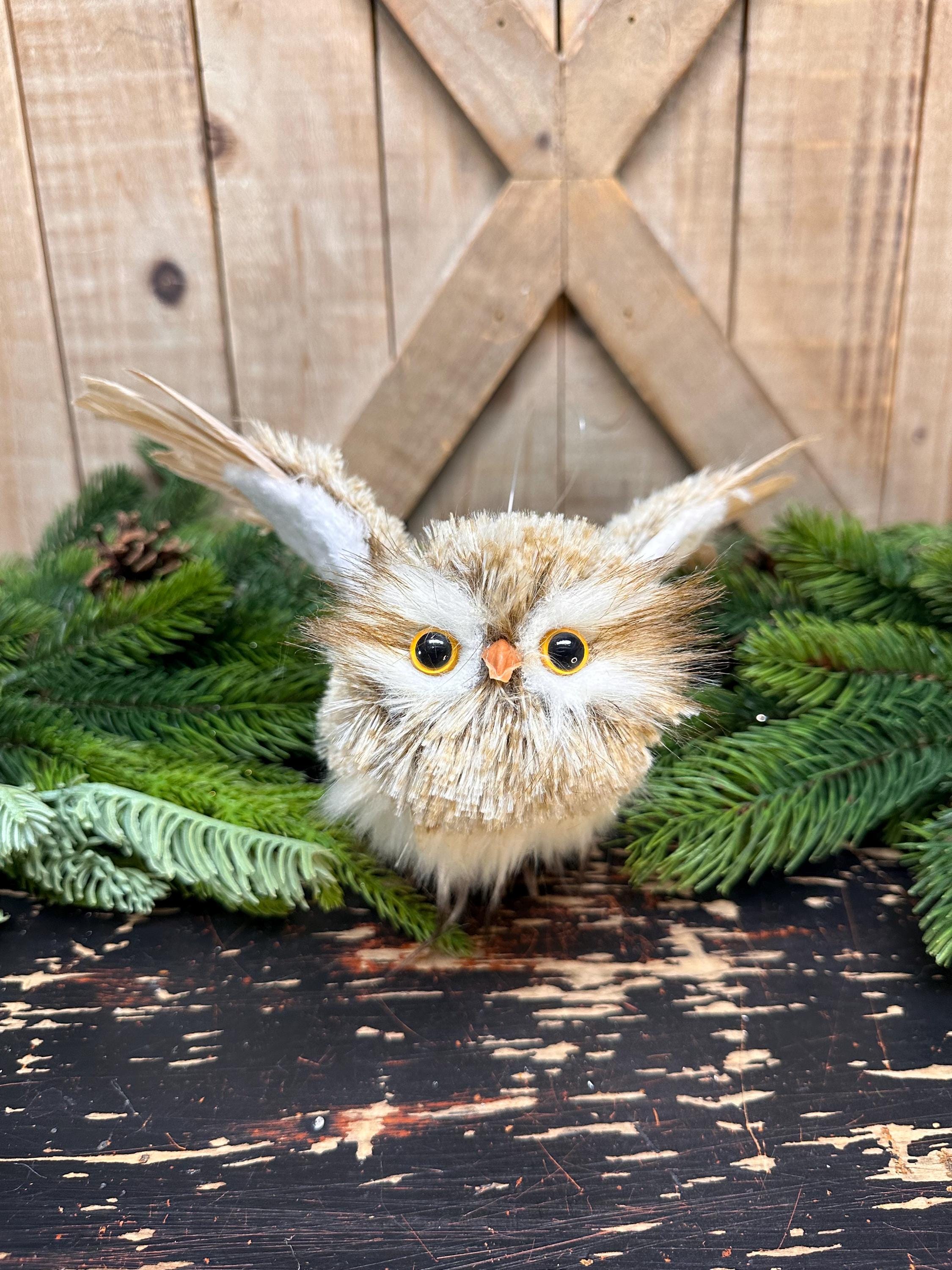 12.5 Inch, Winter Chalet Flying Owl, Wreath Attachment, Christmas Tree decor, Winter Decor