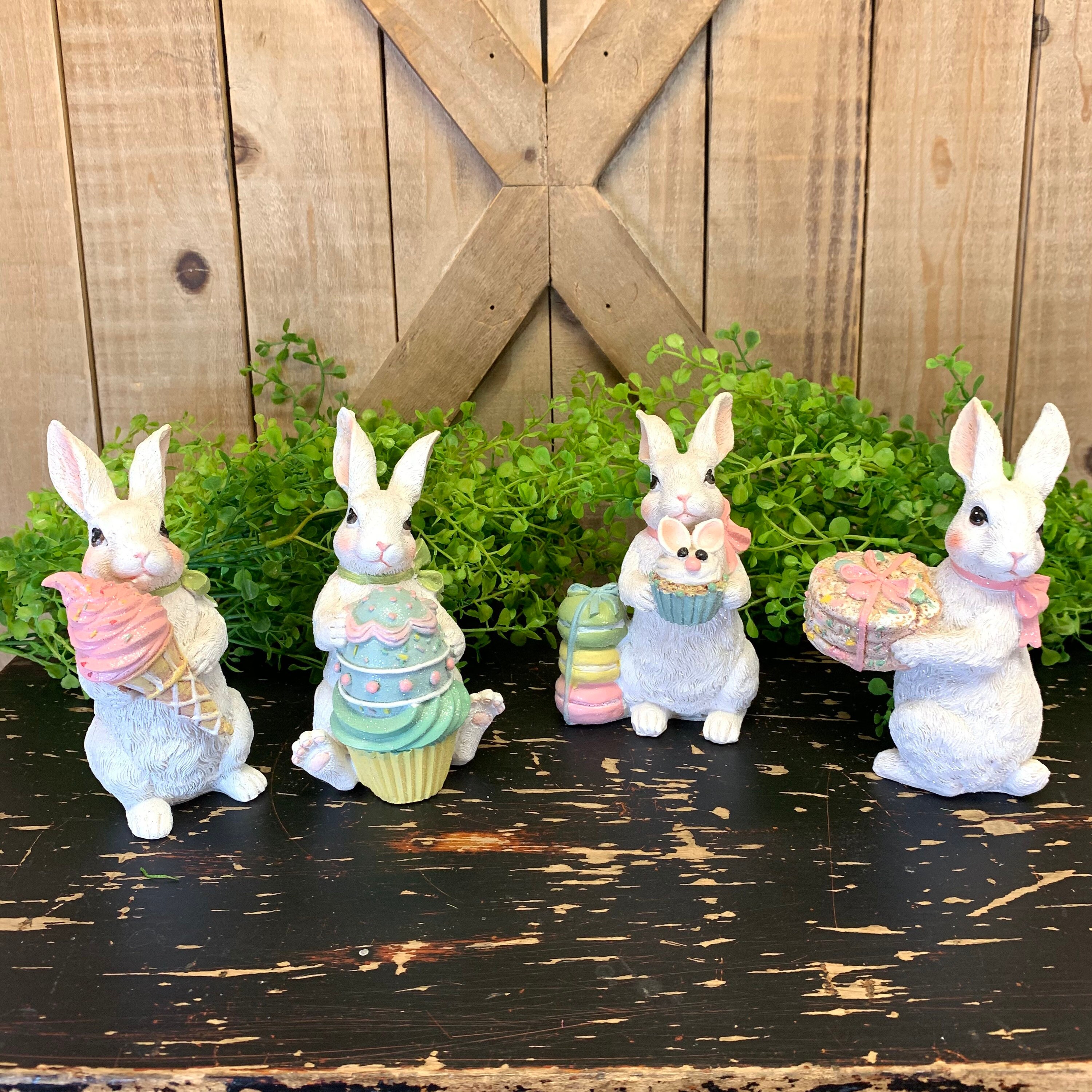 Resin Easter Bunny with Treats 6 inches high Easter Decor | Etsy