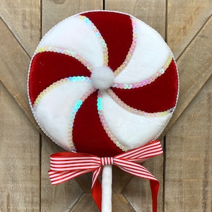 18 Inch, Red and White Lollipop Stem, Fake Candy, Home Decor, Photo Prop, Christmas Decor, Wreath Supplies, December Diamonds
