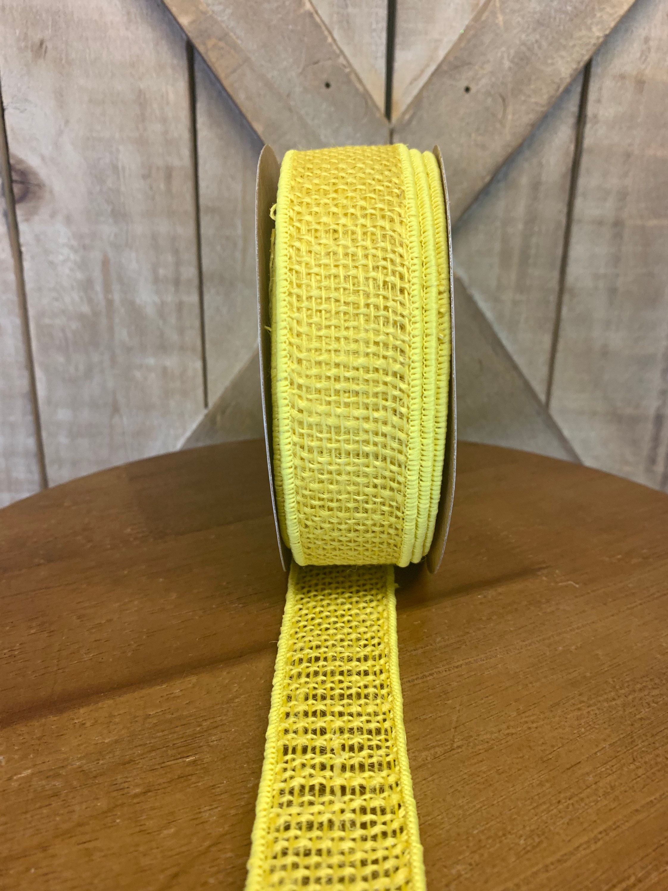 10 Yards Wired Ribbon Yellow Burlap Wired Ribbon 1.5 inch Etsy
