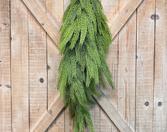 Real Touch Norfolk Pine Teardrop Greenery, 36 Inch’s, Filler for Mantel, Arrangements, Wreaths, Tree Decor