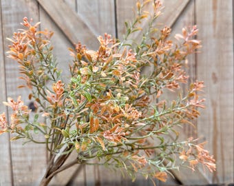 17 Inch, Light Orange Plastic Filler Bush, Greenery, Floral Greenery, Quality Fake Greenery Bush, 65362OR