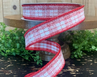 Red Ruffled Ribbon Farrisilk, 10 Yards, Red Sheered Ruffle Wired Ribbon, 3 Inch Ribbon, A ...