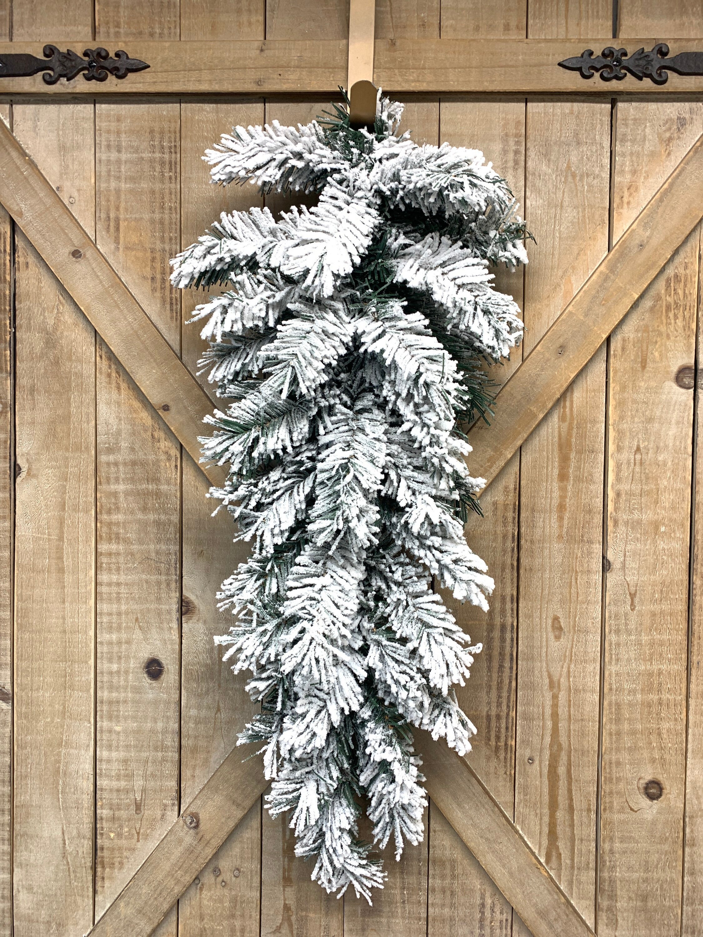 30 Inch Flocked Pine Teardrop Swag Winter Swag Base Pine Etsy