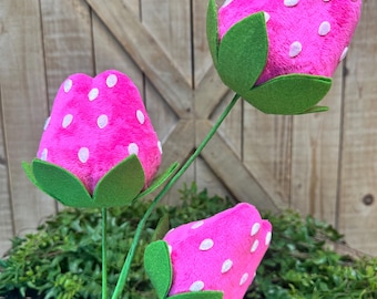 Pink Strawberry Spray , Greenery, 28 inches, Floral Greenery, Fake Greenery Spray,  Spring or Summer spray.