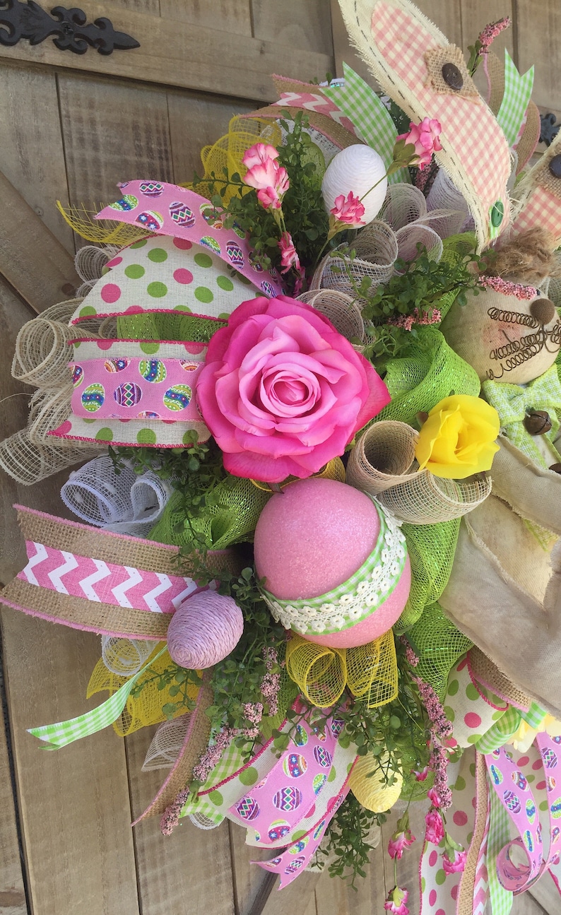 Holiday Wreath Welcome Wreath Easter Wreath Welcome Spring Easter Bunny Bunny Wreath Spring Wreath Extra Large Easter Wreath
