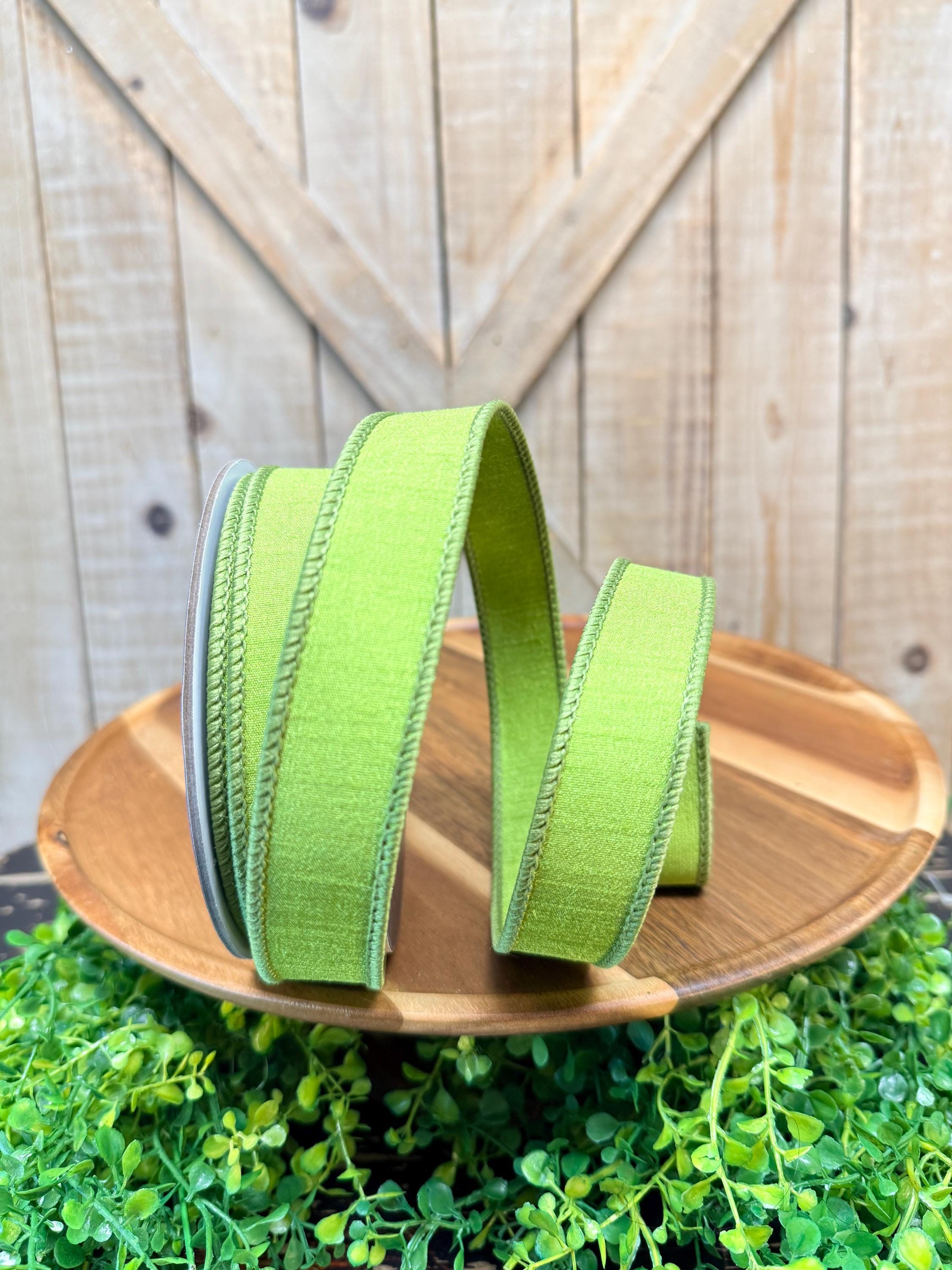 Olive Dupion Wired Ribbon, 1 Inch Ribbon, 10 Yards, Designer