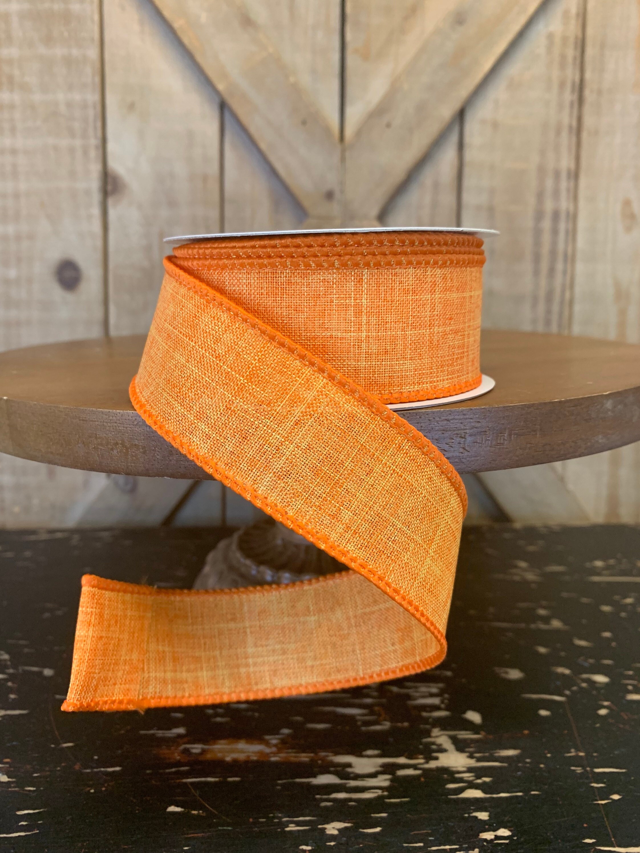 10 Yards Wired Ribbon Orange Linen Wired Ribbon 1.5 inch Etsy