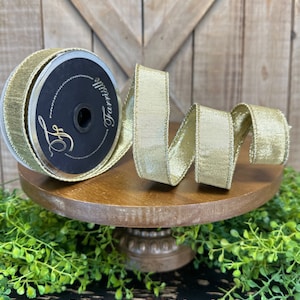 1 Inch, Gold Luster Wired Ribbon, 10 Yards Designer Ribbon, Farrisilk