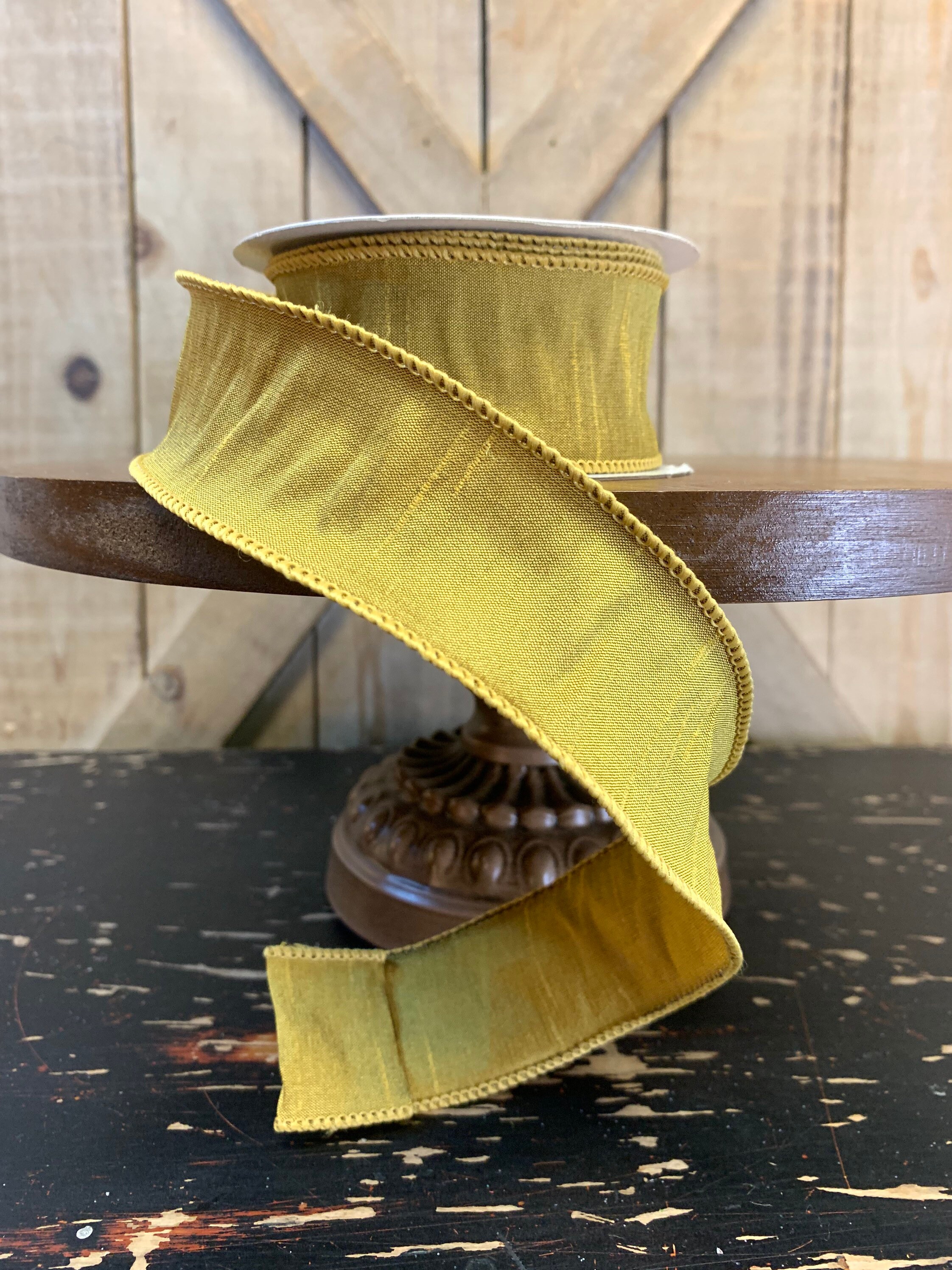 10 Yards Wired Ribbon Gold Dupioni Wired Ribbon 1.5 inch Etsy