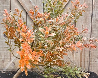 17 Inch, Orange Plastic Filler Bush, Greenery, Floral Greenery, Quality Fake Greenery Bush, 65362BG