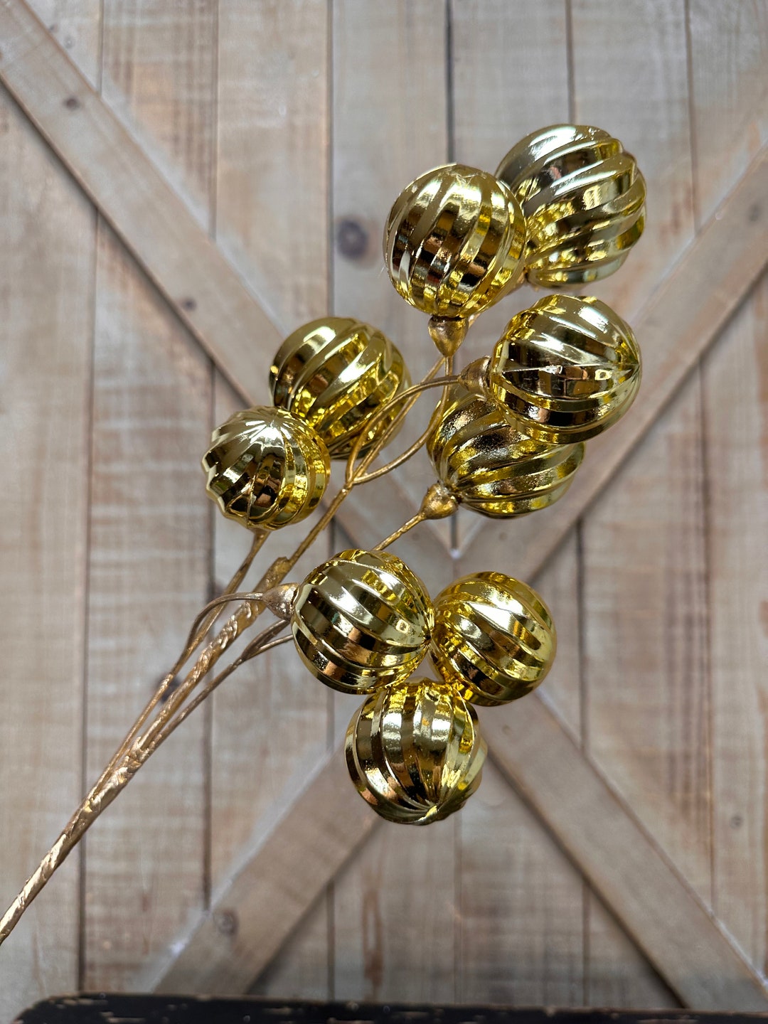 20 Inch, Gold Ball Ornament Spray, Ball Clusters, Christmas Decor