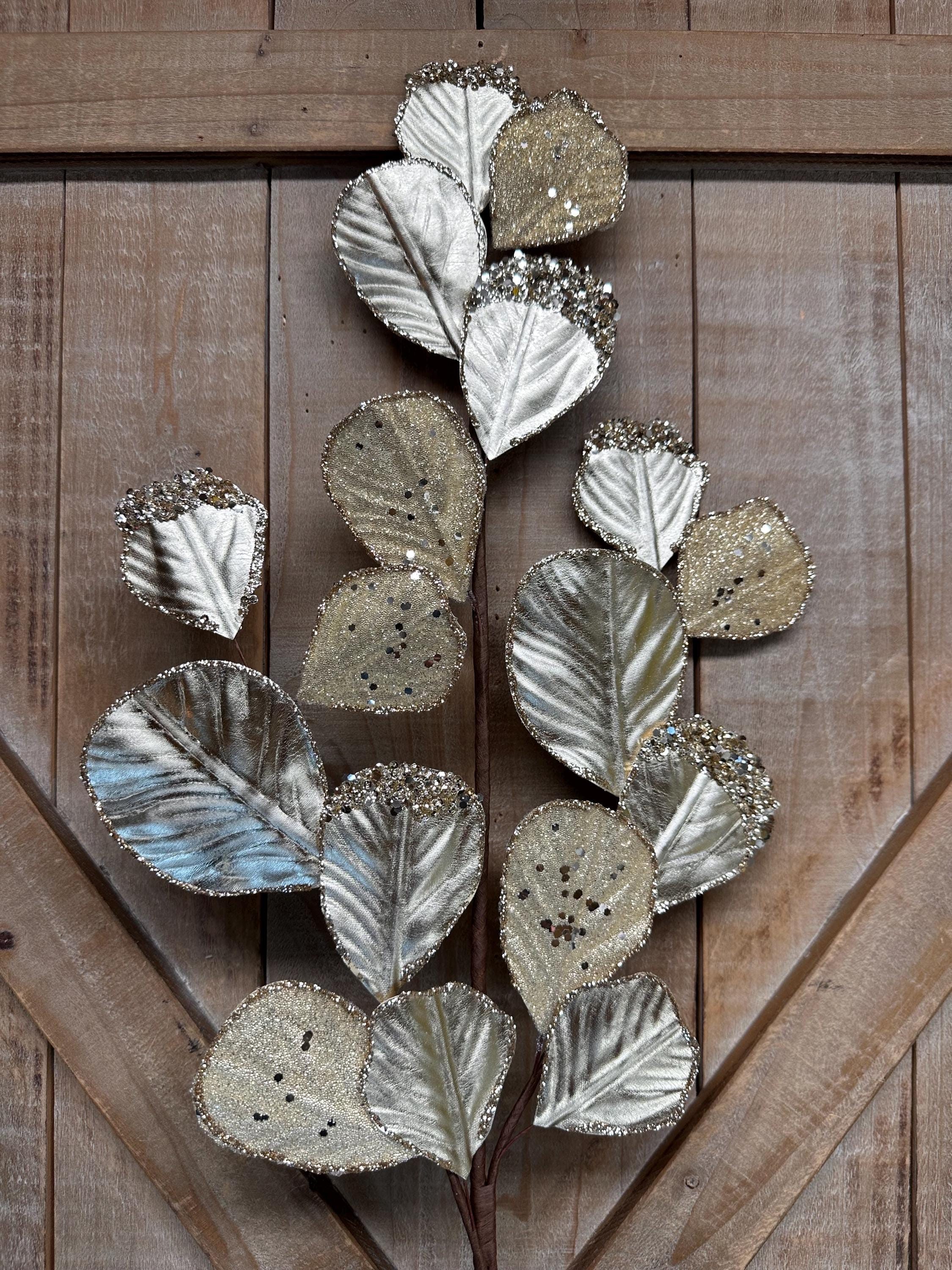 31 inch, Gold Metallic Leaves Spray , Wreath Supplies, Centerpiece Decor, Tree Decor
