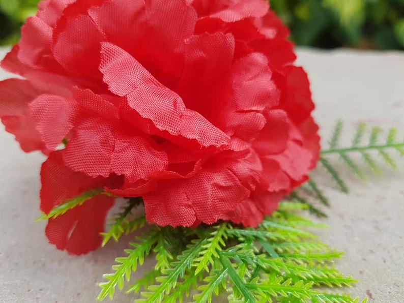 Charming Red Carnation Buttonhole With Asparagus Fern and Magnetic Fastening Corsage Wedding Groom/'s Buttonhole Dee