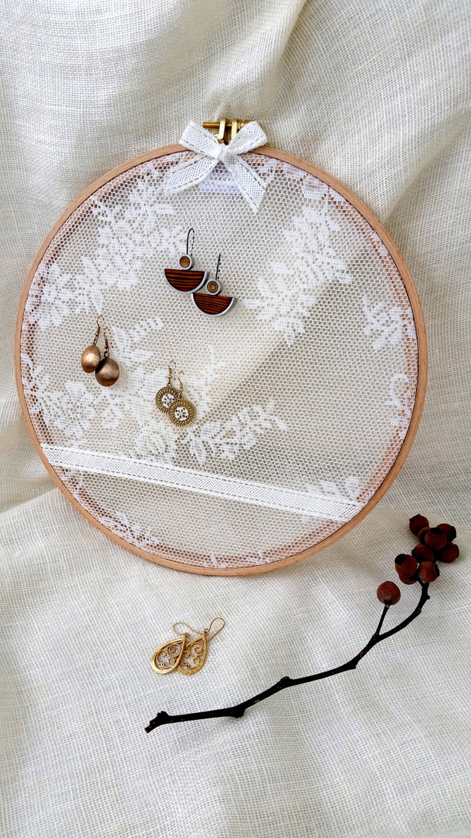 Earring Rack ,earring Holder ,earring Stand ,embroidery Hoop With Lace ...