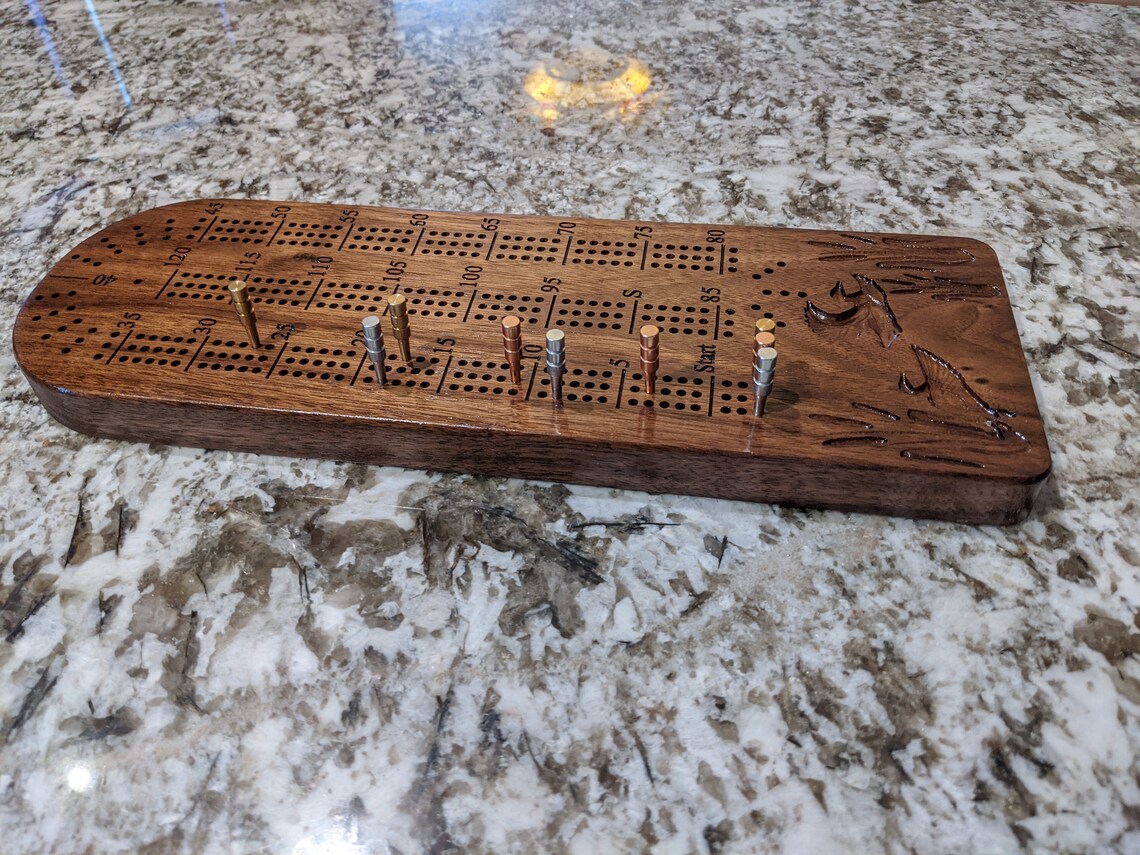 Engraved Walnut Cribbage Board Etsy