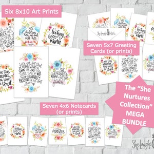 MEGA BUNDEL, Instant Download, Art Prints, Notitiekaarten, Moederdagcadeau, Moeder, Zus, Vrouw, Tante, Oma, Bijbelvers, Aanmoedigen