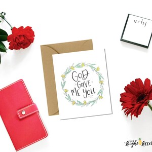 Dieu m&#39;a donné toi, TÉLÉCHARGEMENT INSTANTANÉ, Carte de vœux imprimable, Saint Valentin, Anniversaire, Fiançailles, Mariage, Enfants, Couple marié, Parents