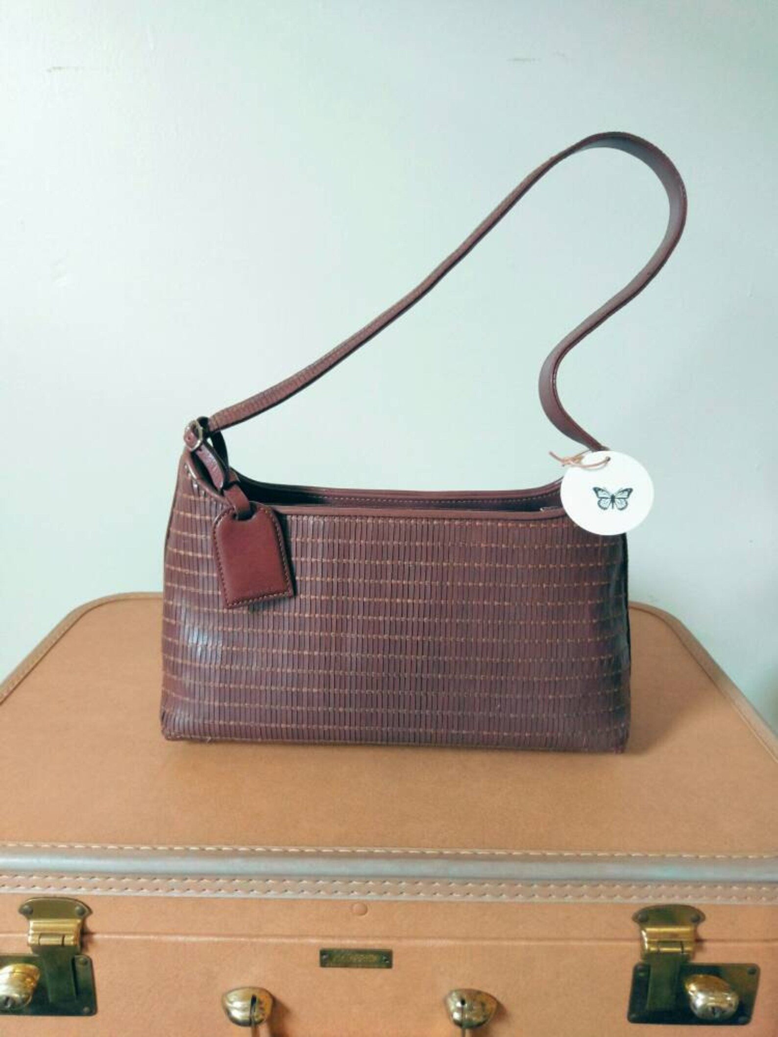 Jones New York vintage woven faux leather shoulder bag Etsy