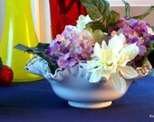 Silver Crest milk glass dish. Silvercrest 10 inch round ruffled bowl. Elegant beautiful. Vintage Fenton Art Glass crimped crystal edge.
