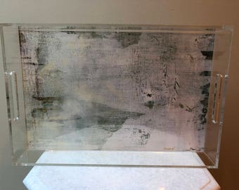 Signed Lucite tray based on original painting by Jennifer Ansardi