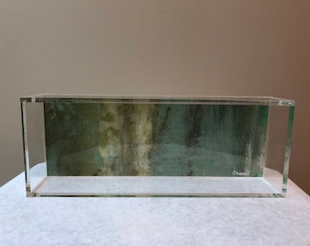 Signed lucite tray with design based on original painting by Jennifer Ansardi