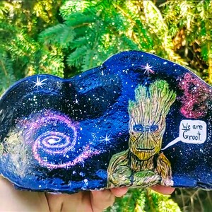 Hand geschilderd Polypore Kunstenaar Conk Mushroom Nature Art - Space Themed - Custom Commission Gift