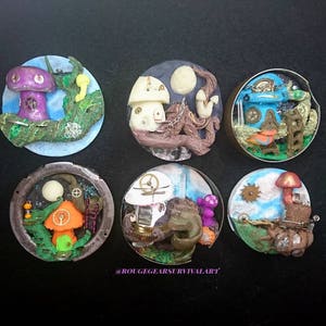 Miniture Fantasy Nature Scenes With Optional Steampunk Accessories. Mushroom, Tree, Stump, Art Sculpture