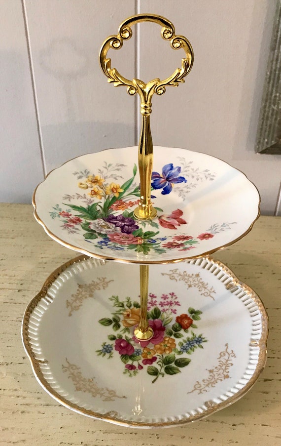 Two Tier Stand Jewelry Stand Vanity Tray Or Dessert Etsy