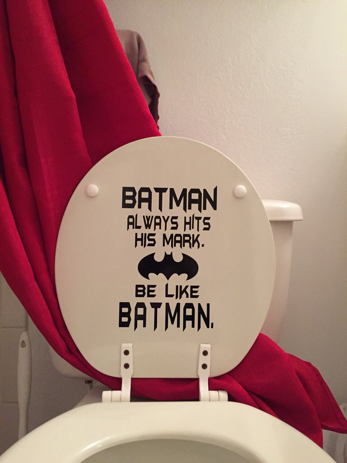 Batman Bathroom Toilet Decal Batman Always Hits His Mark. Etsy