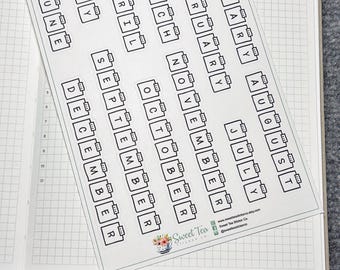 Sticky Memo Font Months Planner Stickers (F01)