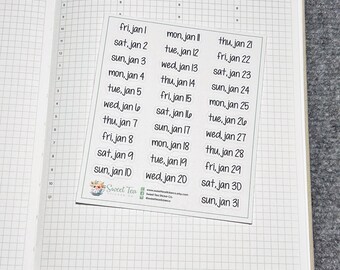 January 2027 Daily Dates Script Planner Stickers (DS01)