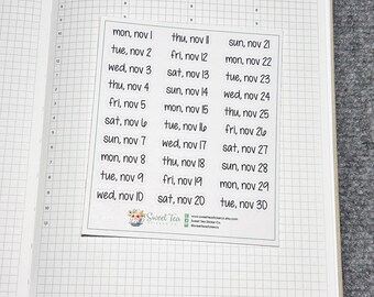 November 2027 Daily Dates Script Planner Stickers (DS11)