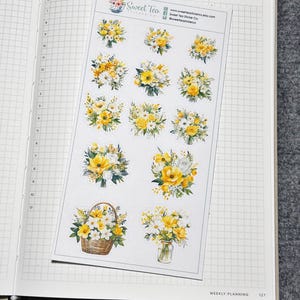 2 stickers déco fleurs jaunes (DS047)