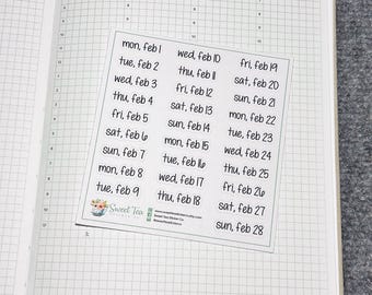 February 2027 Daily Dates Script Planner Stickers (DS02)