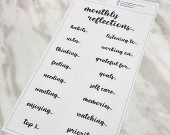 Monthly Reflections Planner Sticker Sheet (F64)