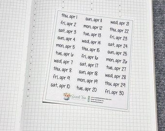 April 2027 Daily Dates Script Planner Stickers (DS04)