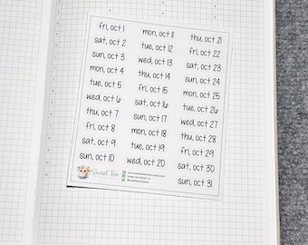 October 2027 Daily Dates Script Planner Stickers (DS10)