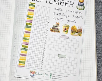 September Dashboard Bullet Journal Sticker Kit (DB09)