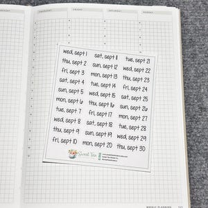 September 2027 Daily Dates Script Planner Stickers (DS09)