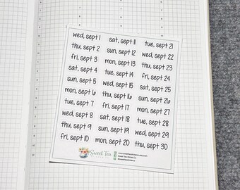 September 2027 Daily Dates Script Planner Stickers (DS09)