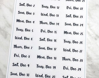 December 2023 Daily Dates Brush Script Planner Sticker (F57)
