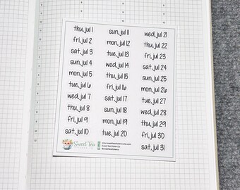 July 2027 Daily Dates Script Planner Stickers (DS07)