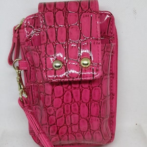 Cartera con relieve rosa, funda para teléfono móvil, estuche para cigarrillos, bolso de mano, compartimento para fotos, tarjetero, monedero, bolso de mano de piel sintética.