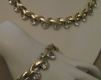 Vintage Coro strasshalsband och armbandset: Guldfärgade smycken från 1950-talet