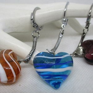 MURANO GLASS Keyrings Murano Glass Heart Keychains Murano Glass Swirled Glass Puffed Heart Keyrings In Original Giftbox Silver Tone Metal image 4