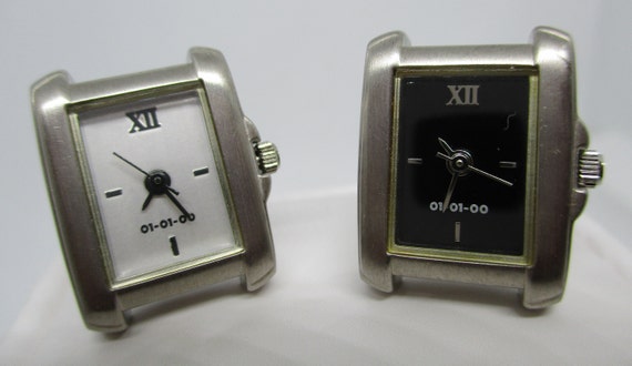 CUFFLINKS WATCHES MILLENNIUM 2000 Matte SilverTon… - image 2